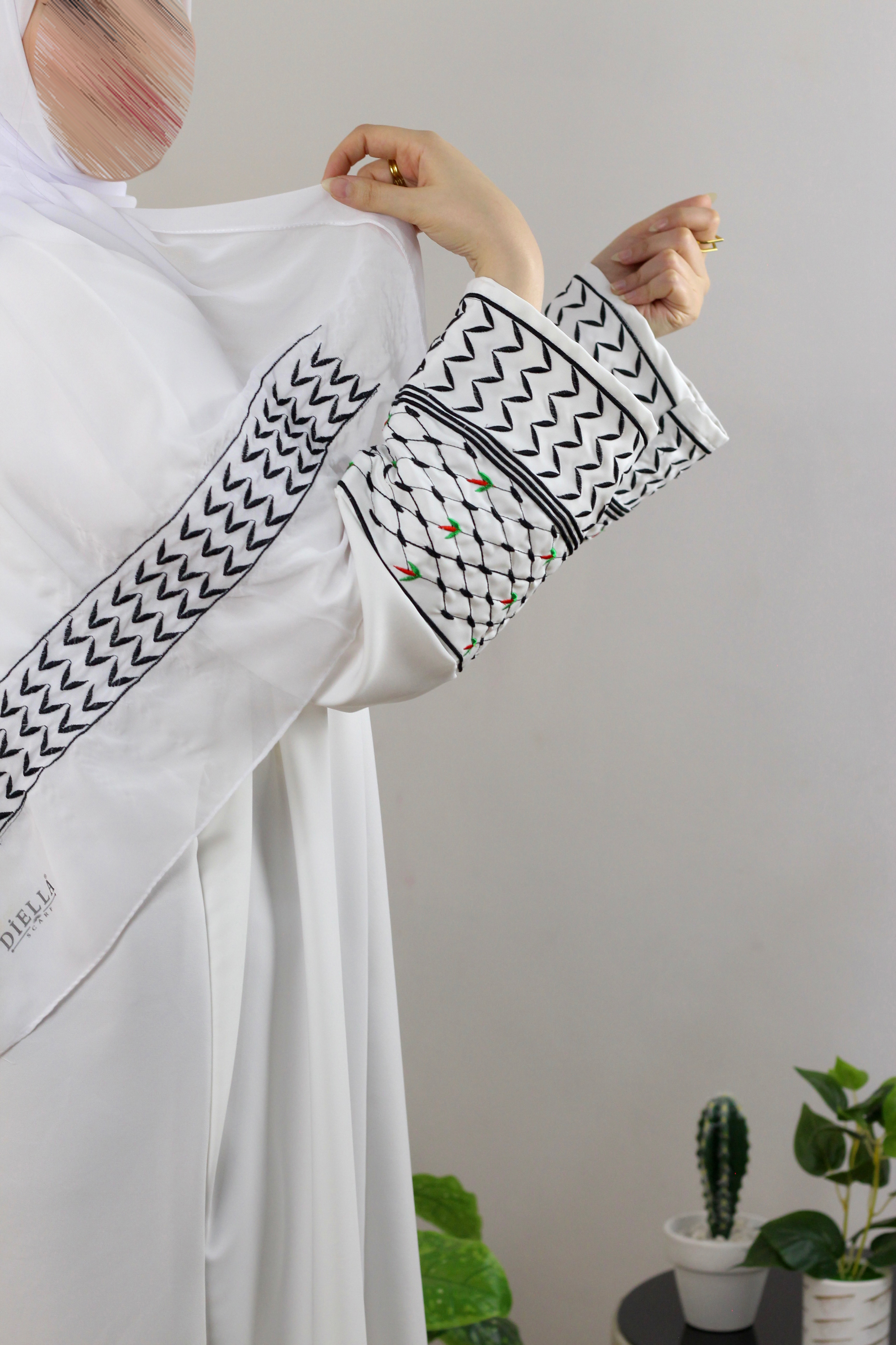 عباءة الكوفية الفلسطينية بدون خمار Abaya Keffiyah Palestin