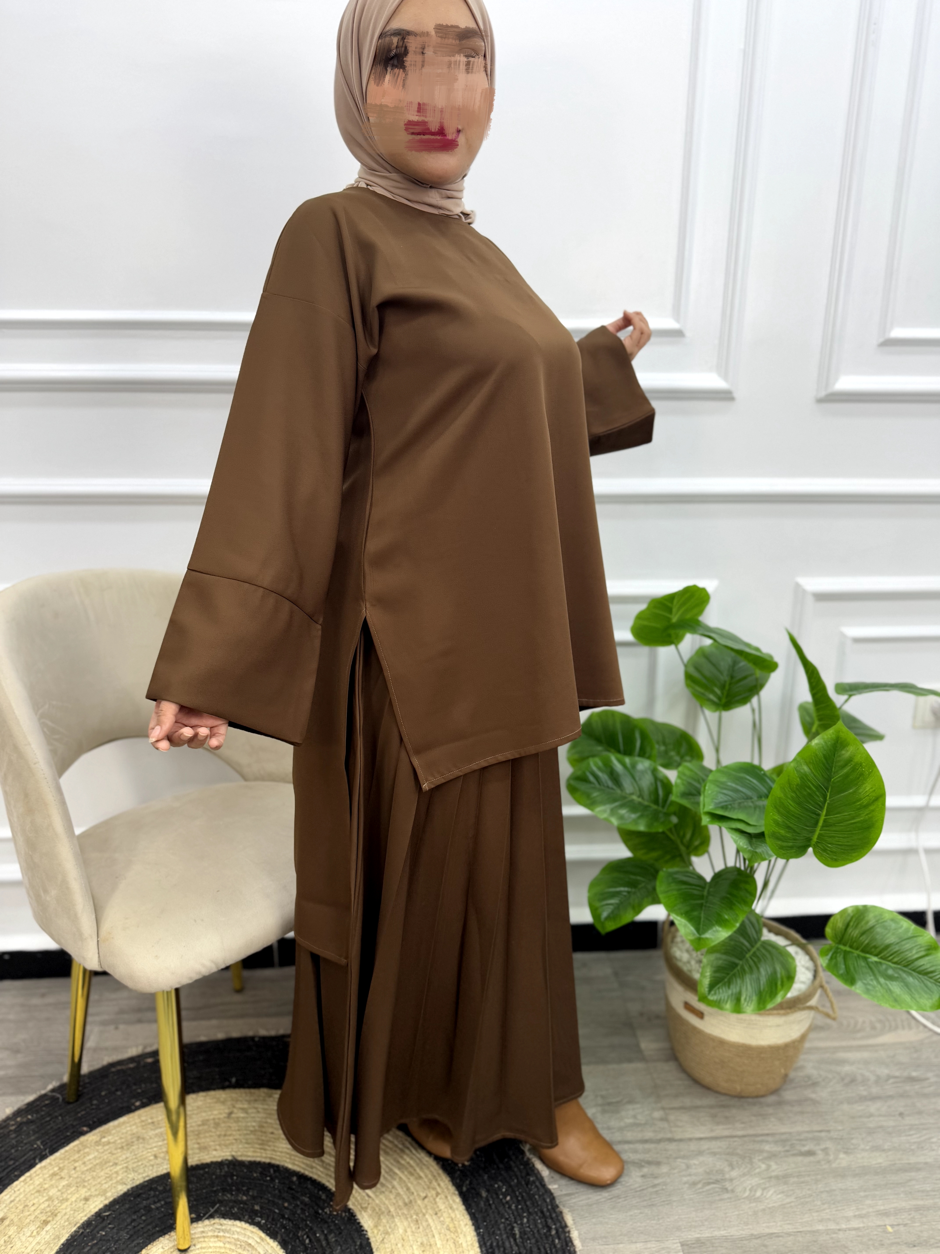 روب بقطعتين جيب بليسي مع رداء