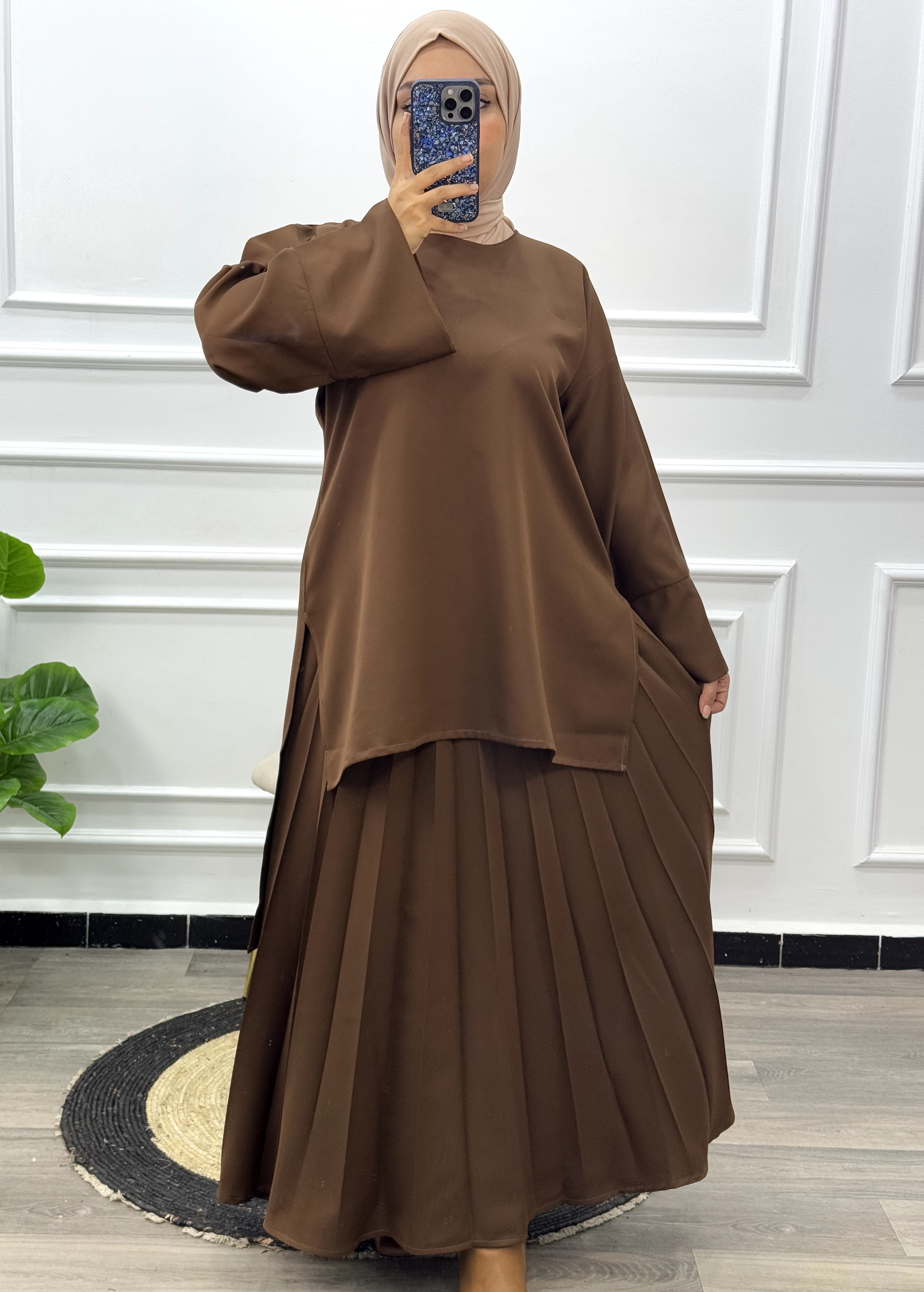روب بقطعتين جيب بليسي مع رداء